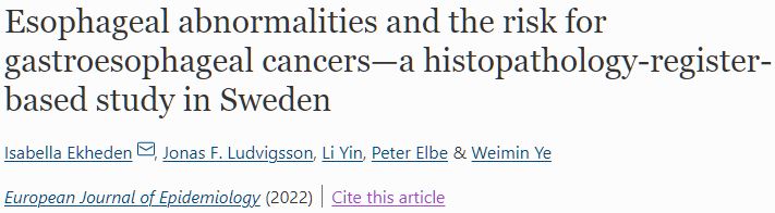 Eur J Epidemiol：與食管癌風(fēng)險(xiǎn)升高密切相關(guān)的的食管病變