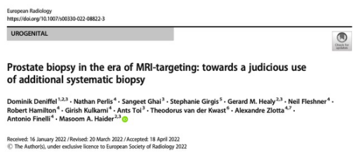 European?Radiology：前列腺活檢在核磁共振靶向治療時(shí)代中的應(yīng)用